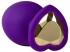 Фиолетовая анальная пробка с золотистым кристаллом-сердцем Bling Plug Small - 7,6 см.
