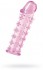 Гелевая розовая насадка на фаллос с шипами - 12 см.