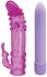 Фиолетовый классический вибратор с эластичной насадкой DUO TOUCH