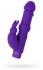 Фиолетовый вибратор с утолщением посередине и клиторальным зайчиком - 18 см.