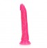Розовый люминесцентный фаллоимитатор на присоске - 25 см.