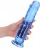 Синий фаллоимитатор Crystal Clear на присоске - 25 см.