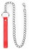Металлический поводок для ошейника с красной ручкой - 77 см.