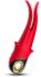 Красный стимулятор эрогенных зон с раздвоенным концом - 23,5 см.