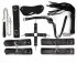 Большой черный набор БДСМ: наручники, оковы, ошейник с поводком, кляп, маска, плеть, фиксатор