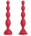 Красный анальный вибромассажер-елочка с пультом ДУ - 19,5 см.