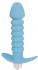 Голубая анальная вибровтулка-елочка с ограничителем - 11,5 см.