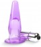 Фиолетовая анальная пробка с вибрацией - 8,5 см.